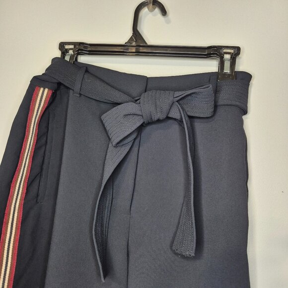 Aritzia Wilfred Jallade Tuxedo Side Stripe Tie Waist Pants Size 12 - Picture 3 of 9